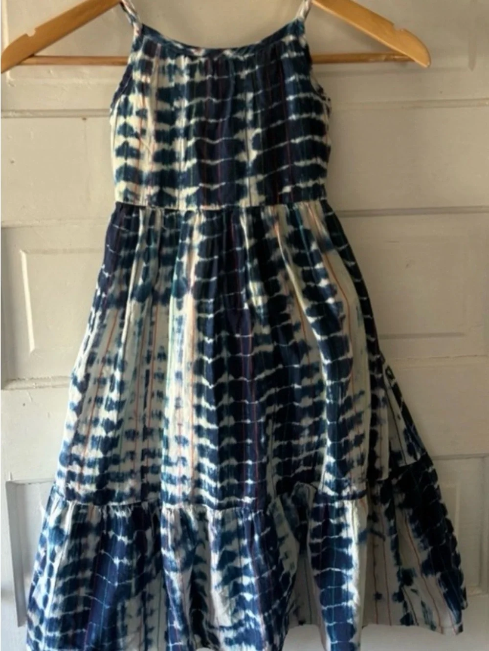 Girls 100% Cotton Blue Tie-Dye Tiered Maxi Dress Made in India